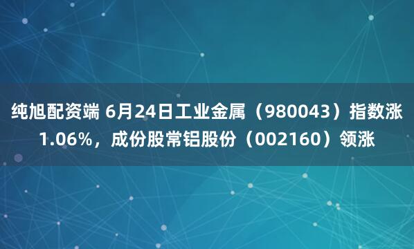 纯旭配资端 6月24日工业金属（980043）指数涨1.06%，成份股常铝股份（002160）领涨